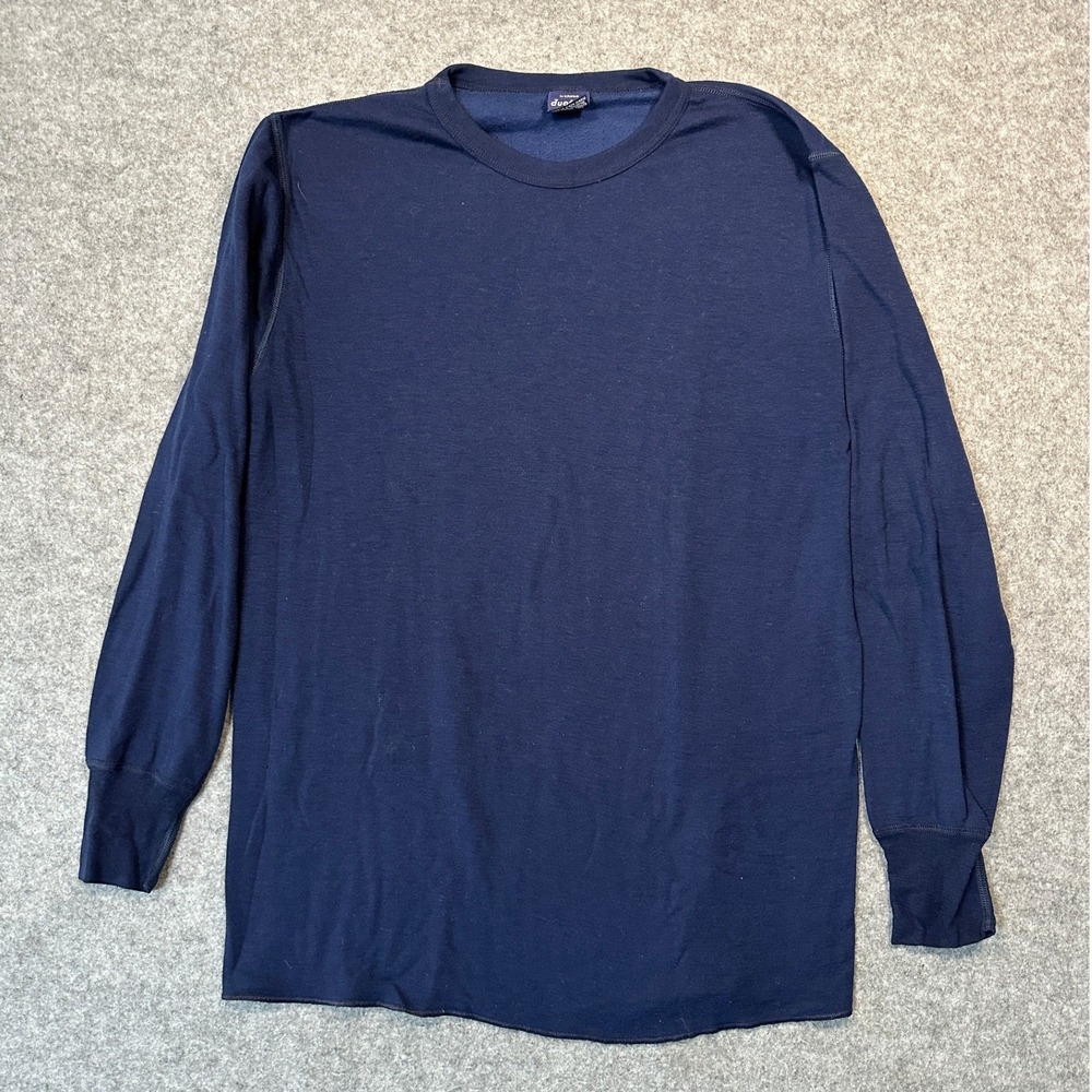 Duofold Thermal‎ Base Layer Shirt Tall XL Navy Blue Made in USA Long Sleeve